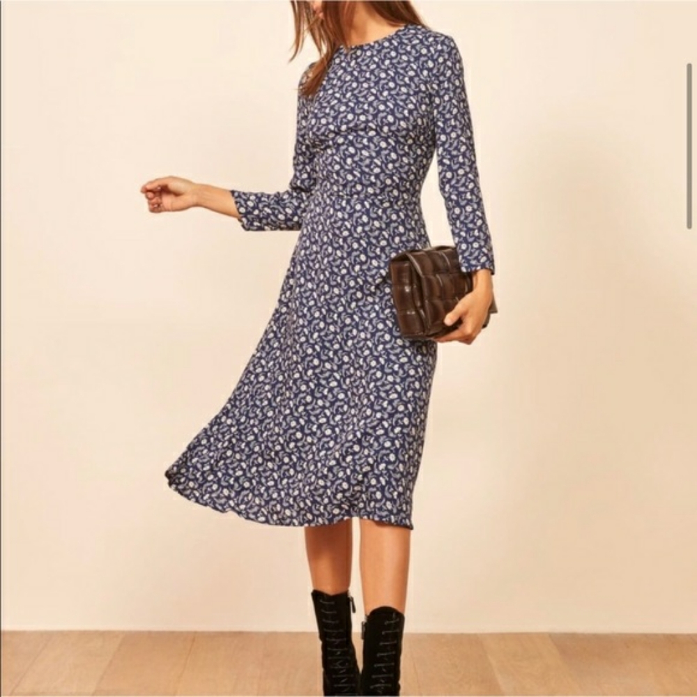 Reformation blue moon floral midi dress size 2